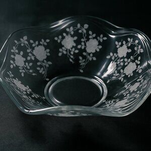 Vintage Fostoria Willowmere Etched Roses 12" Flared Center Piece Bowl